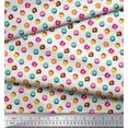 thumbnail image 3 of Soimoi White polyester Crepe Fabric Donuts Food Print Sewing Fabric Yard 52 Inch Wide, 3 of 5