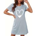 thumbnail image 4 of Amzcrzy Pyjamas pour Femmes Mode Imprimé Cœur Valentines Day Robe Décontractée Confortable à Manches Courtes Chemises de Nuit pour Femmes Valentines Day Cadeaux, 4 of 5