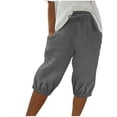 thumbnail image 1 of Timegard Shorts pour Femmes, Taille Haute Élastique, Cordon de Serrage, Bas Resserré, Shorts Mi-Cuisse Décontractés avec Poches, 1 of 6