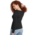 thumbnail image 2 of Hanes T-Shirt Col Rond à Manches Longues pour Femmes, m, Ébène, 2 of 6