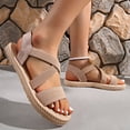 thumbnail image 3 of Womens Flat Sandals Slip on Cross Straps Elastic Open Toe Thick Sole Summer Beach Sandals Beige, 3 of 8