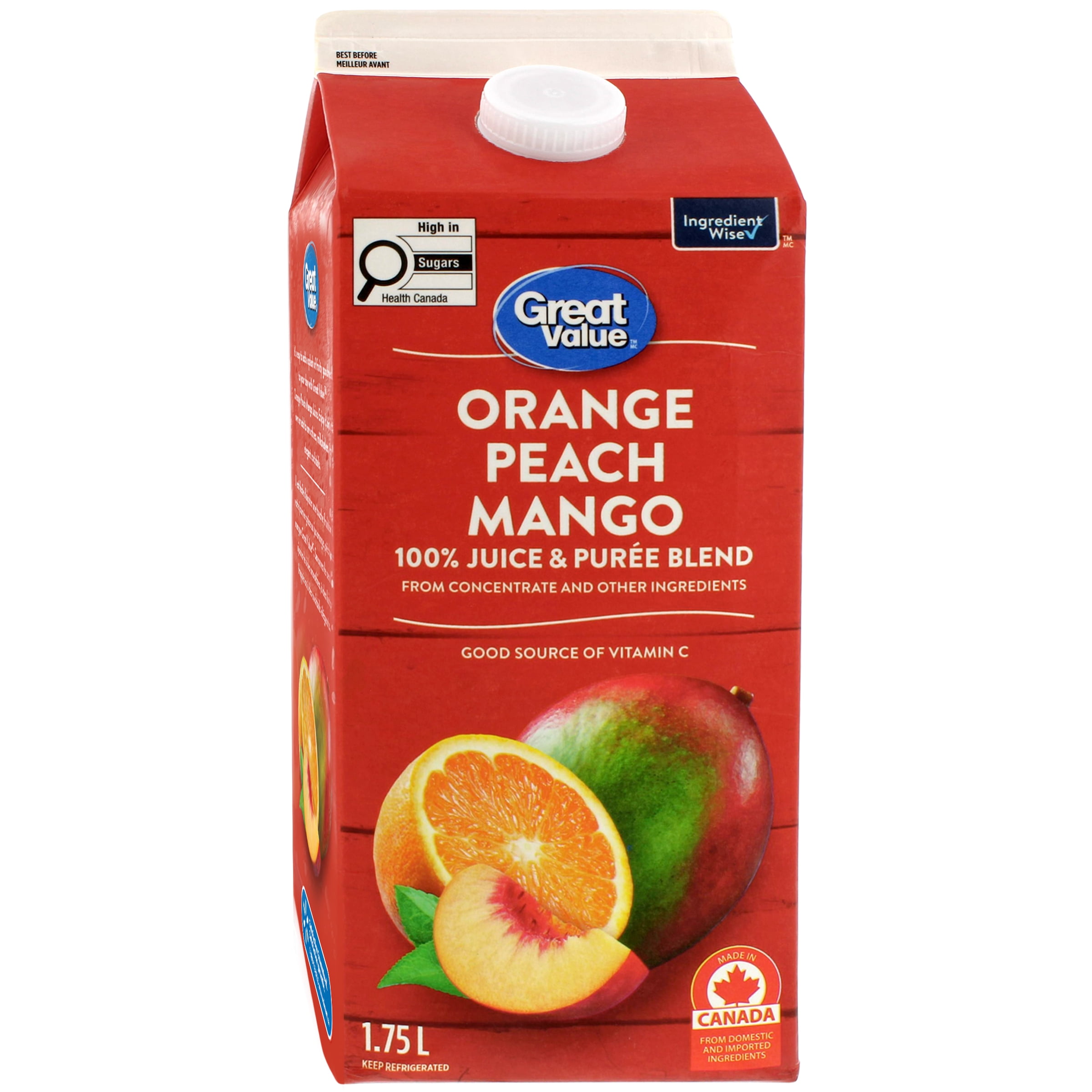 Great Value Orange Peach Mango 100% Juice & Purée Blend from Concentrate and Other Ingredients