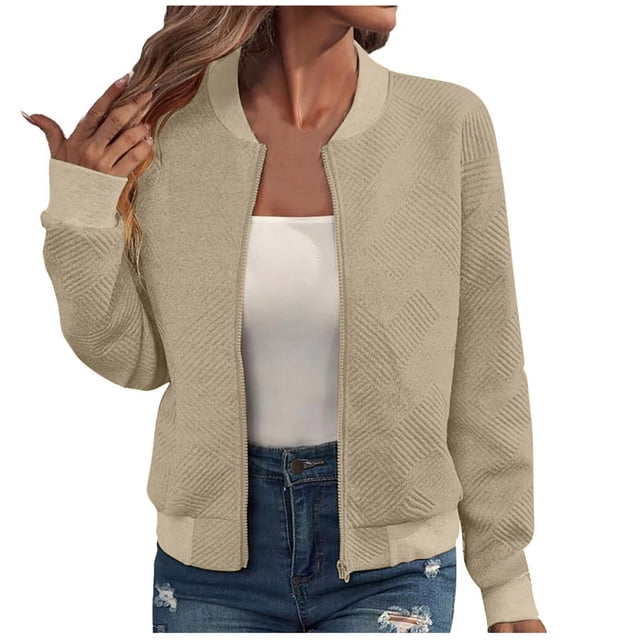 Timegard Veste pour Femmes à Fermeture Éclair Complète Manches Longues Confort Automne Hiver Décontractée Ouverte devant Manteau