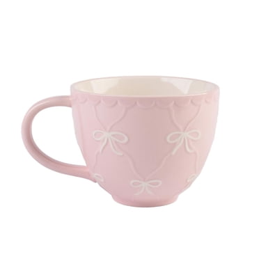 Holiday Time Maison De Noel Collection 15 Oz Stoneware Mug - Bow Mugs Pink