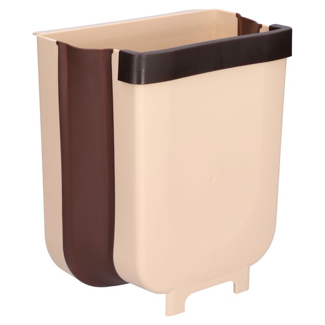 ZPSHYD Hanging Trash Can, 14.7oz Foldable Waterproof Multifunctional Countertop Trash Can for Home Kitchen Bathroom Brown Gold(Brown)
