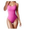 thumbnail image 1 of Penkiiy Women's Rompers Women's Threaded Low Neck Sleeveless Tank Top Skinny Bodysuit Pink M Rompers, 1 of 5