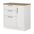 thumbnail image 2 of South Shor Furniture Toscano 3-Drawer Kitchen Island with Door, in White and Maple Nutmeg, 2 of 18