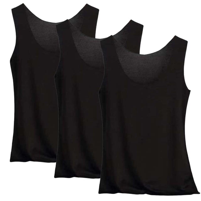 Posijego Lot de 3 Débardeurs pour Femmes Col Rond Camisoles de Base Couches Débardeurs Sans Manches