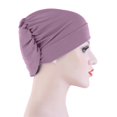 thumbnail image 3 of Women Solid Beading Hat Muslim Ruffle Cancer Chemo Hat Wrap Cap, 3 of 3