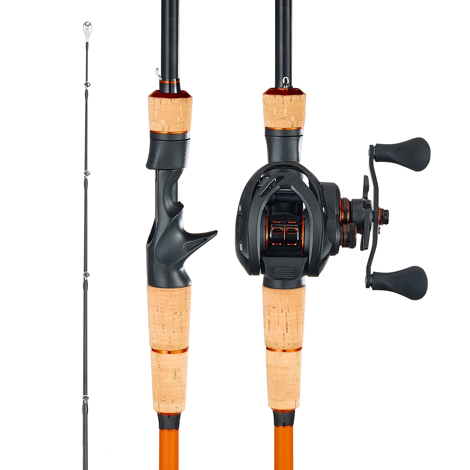 VEVOR Rod and Fishing Reel Combo, IM7 Carbon Fiber Baitcasting Rod and Reel Combo, Bass Fishing Pole with 7+1 BB System, 7.0:1 Gear Ratio, Cork Handle, Stainless Steel Guides with Ceramic Rings