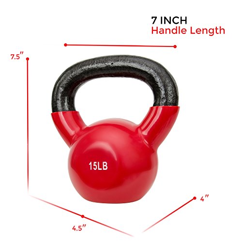 Sunny Health & Fitness Vinyl Coated Kettle Bell - 15Lbs