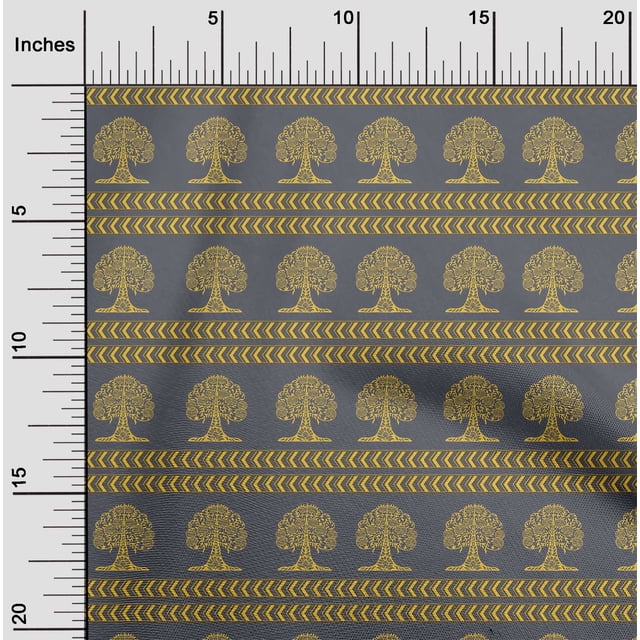 oneOone Viscose Chiffon Fabric Arrow & Tree Block Printed Craft Fabric BTY 42 Inch Wide