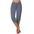 thumbnail image 1 of Liquidation d'Économies d'Été! RQYYD Pantalons Capri pour Femmes Été Décontractés Capris Raccourcis Pantalon de Yoga Jogger à Cordon avec Poches Bas Resserré Pantalons de Survêtement Liquidation, 1 of 6