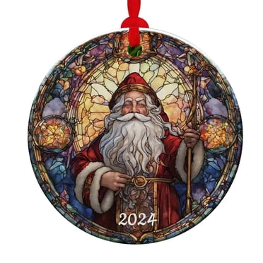 Rbaofujie Cadeaux de Noël pour Femmes Pendentif en Acrylique de Noël Concave Texturé Pendentif Rond Décoration Ornements de Noël