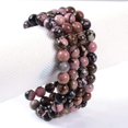 thumbnail image 2 of Natural Matrix Rhodonite Gemstone 8mm Round Beads Stretch Bracelet 7 Inch Unisex, 2 of 3