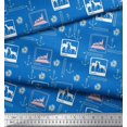 thumbnail image 2 of Soimoi Polyester Crepe Fabric Pencil,Anchor Hook & Deer Animal Print Fabric by Yard 52 Inch Wide, 2 of 3