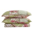 thumbnail image 4 of JML Ensemble Couvre-Lit, 3 Pcs, Courtepointe Réversible Douce & Taies d'Oreiller, Fleur Rose Verte, Taille Queen, 4 of 6