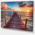thumbnail image 2 of Sunset over Wooden Sea Pier - Modern Canvas Art Print, 2 of 4