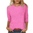 thumbnail image 1 of AherBiu T-Shirts pour Femmes à Manches 3/4, Coupe Ample, Col Ras du Cou Décontracté, Imprimé Graphique, Automne, T-Shirts Confortables, 1 of 5