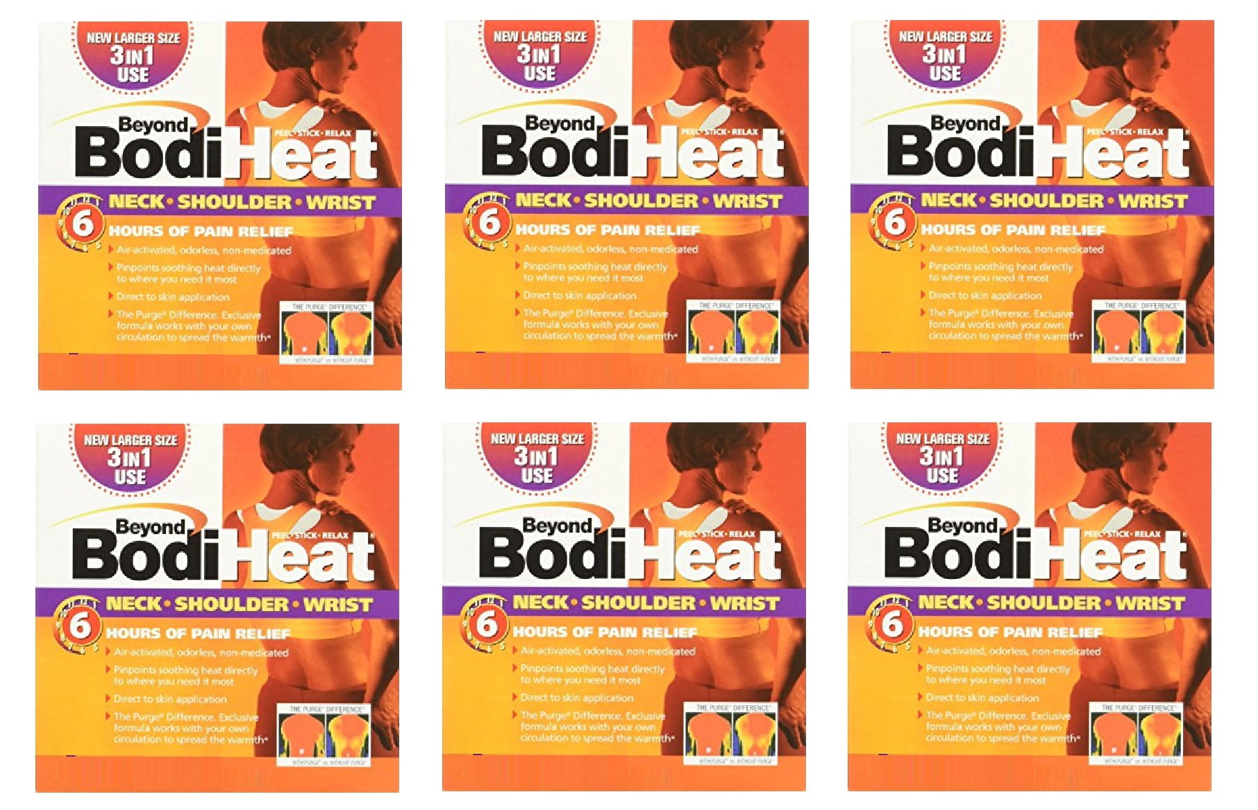 Beyond BodiHeat, Neck, Shoulder, Wrist Heating Pad, 6 Hours of Pain Relief, 6 Count