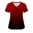 thumbnail image 1 of Cameland Women's Working Uniform Nursing Uniform With Two Pockets Scrubs Top Gradient Color Short Sleeve V-neck Tee, 1 of 3