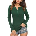 thumbnail image 1 of Pompotops Fashion Woman Long Sleeve T Shirt Autumn Solid Loose Blouse Tops Button Sweatshirt, 1 of 9