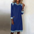 thumbnail image 1 of Mceream Robes Longues pour Femmes Formelles Grande Taille à Blocs de Couleur Robe Patchwork en Denim Printemps Ample Décontractée à Col Midi Robes Chandail Bleu Marine P, 1 of 8