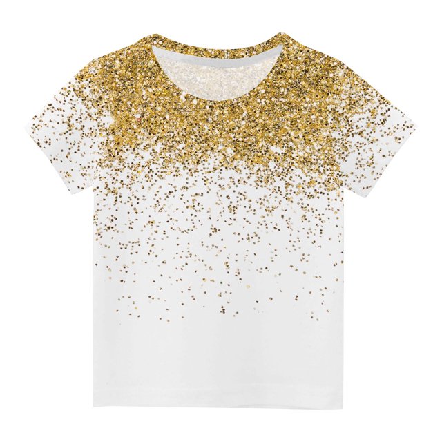 Besolor T-Shirts d'Été pour Garçons et Filles, Manches Courtes, Col Rond, Pailleté, 3-14 Ans