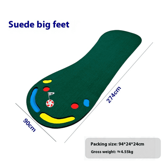 Ensemble de Tapis Verts pour Putting pour le Golf, Inclus Mini Putters de Golf Ajustables, Aide à l'Entraînement Put Cup Entraînement Putt Vert 90274cmBrushed Upgrader