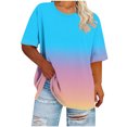 thumbnail image 3 of Jacenvly Hauts pour Femmes Liquidation T-Shirt Basique de Printemps/été pour Femmes Grande Taille à Col Rond à Manches Courtes Haut T-Shirt Femmes Hauts en Liquidation, 3 of 7