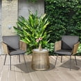 thumbnail image 2 of Outsunny 3 Pieces Wicker Patio Furniture Set, Rattan Bistro Set, Grey, 2 of 10