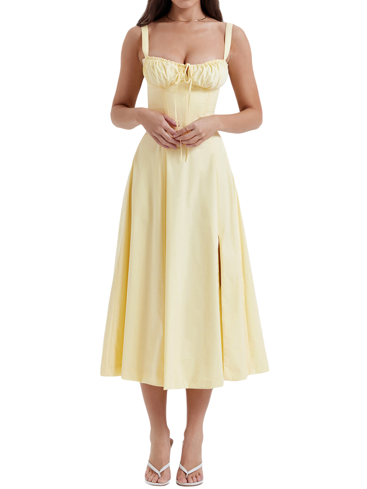 Kmbangi Robes d'Été pour Femmes 2023 Sans Manches à Bandage Robe Trapèze de Soirée pour Boîte de Nuit Plage