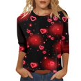 thumbnail image 1 of Hot Sale!! Hauts de la Saint-Valentin à Manches 3/4 pour Femmes Grande Taille Tunique à Col Rond Tenues Douces pour la Saint-Valentin Rouge + TTG, 1 of 4