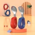 thumbnail image 1 of 2 Pcs Fourchettes et Cuillères pour Bébé, Ensemble d'Ustensiles et Fourchettes pour Tout-Petit, Fourchettes pour Tout-Petit pour l'Auto-alimentation, Fourchettes pour Enfants avec Poignée Ronde en Silicone, Ensemble de Couverts Sécuritaires pour Enfants en Acier Inoxydable,, 1 of 9