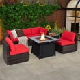 thumbnail image 3 of Costway Ensemble de Mobilier de Patio 7 Pcs avec Table de Foyer au Gaz Propane de 35 Pouces et Housse Imperméable Rouge, 3 of 10