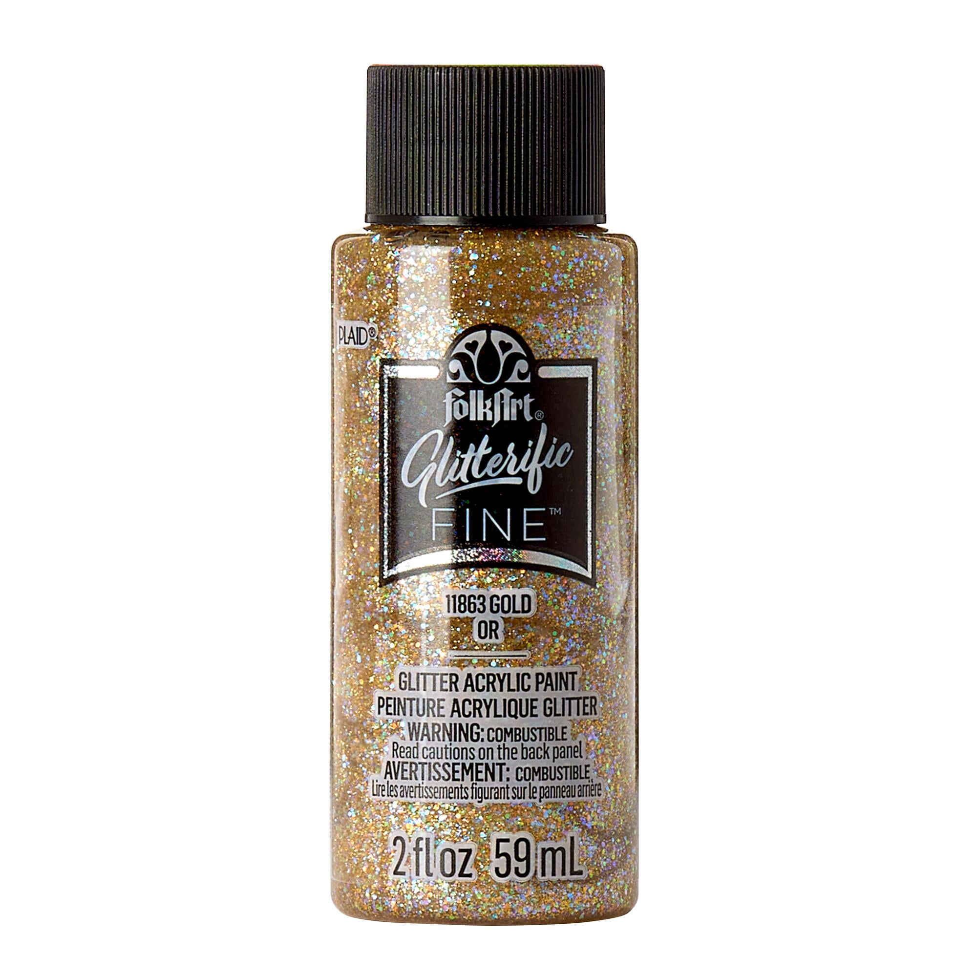 FolkArt Glitterific Fine Peinture acrylique pour artisanat, fini pailleté, Or, 2 oz liq.