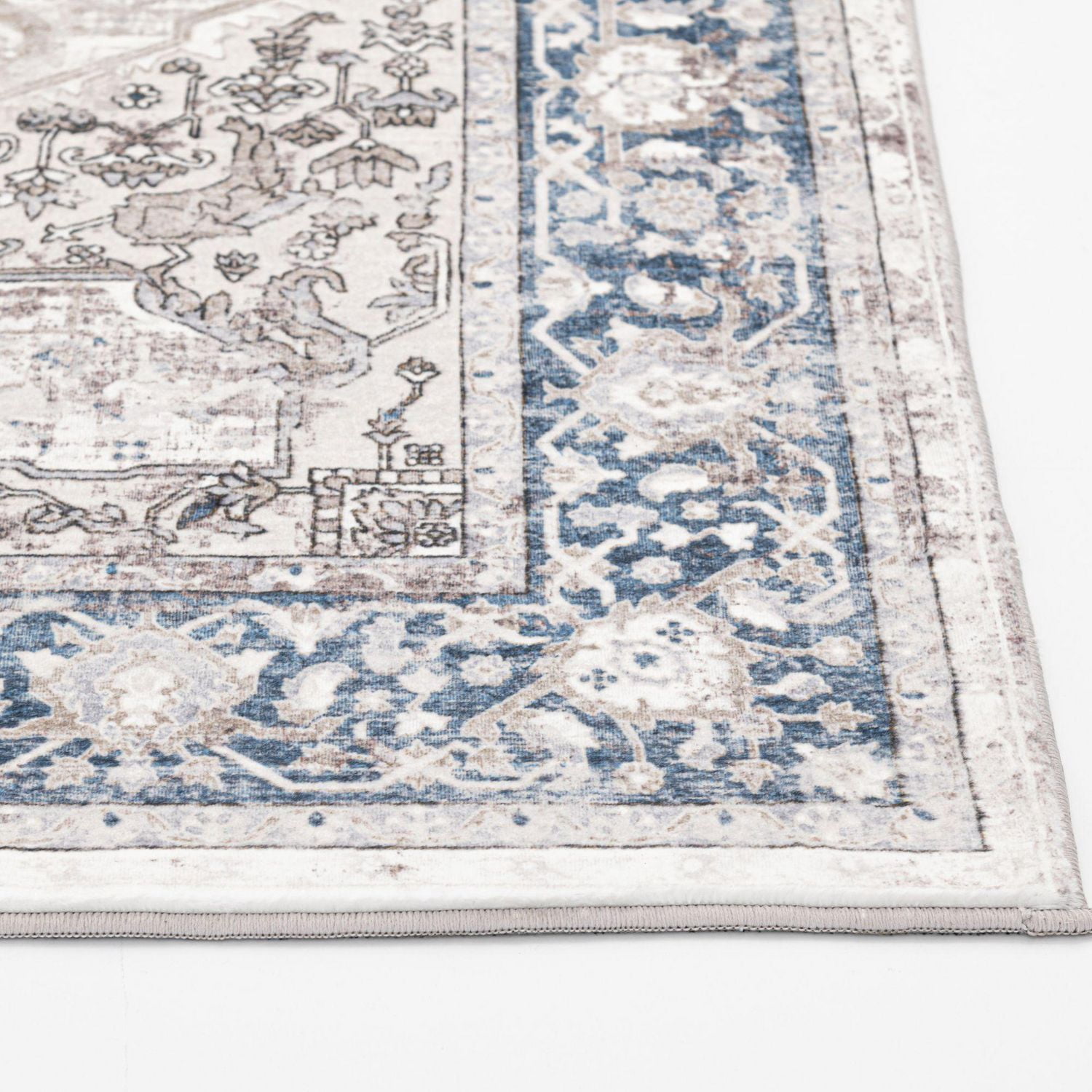 Tapis tissé beige et bleu foncé Banburry