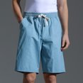 thumbnail image 4 of Birdeem Mens Solid Fashion Casual Cotton Drawstring Elastic Waist Half Shorts Pants, 4 of 12