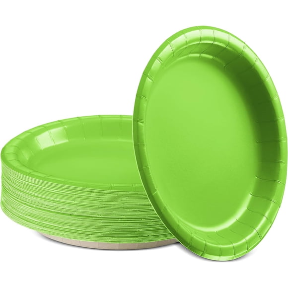 Paper Dinner Plates Kiwi, 8 1/2 Inches Paper Plates Disposable, Strong and Sturdy Disposable Plates for Party, Dinner, Holiday, Picnic, or Travel Party Plates, Pack of 50 - by Enday