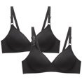 thumbnail image 1 of Woman's Bras Full-Coverage Bra Feature V-Neck Bralette Bra Style W-220 Black L, 1 of 5