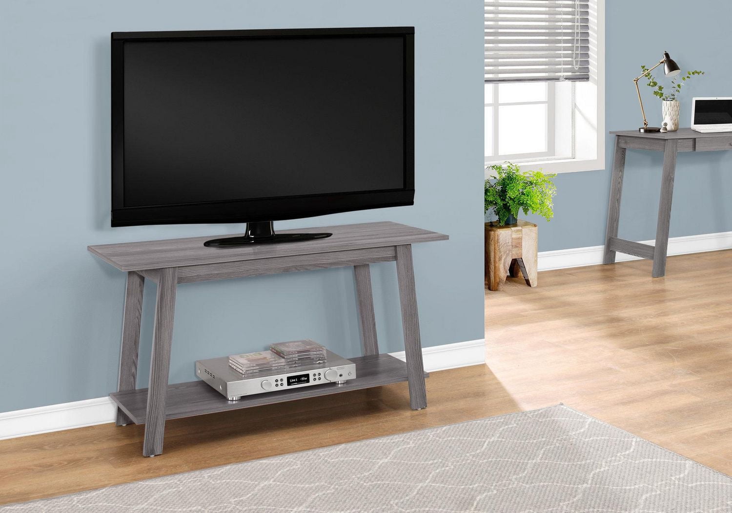Monarch Specialties Meuble Tv, 42 Pouces, Console, Centre De Divertissement Média, Étagères De Rangement, Salon, Chambre À Coucher, Stratifié, Gris, Contemporain, Moderne