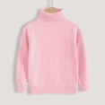 thumbnail image 2 of Dealovy Toddler Baby Sweaters Solid Color Pullover Basic Top Kids Fall High Neck Long Sleeve Cotton Blouses, 2 of 3