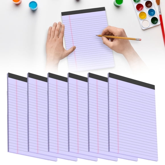 6-Pack Writing Pads A5 Tear-Off Notepad Paper For Office Desk Classroom Purple