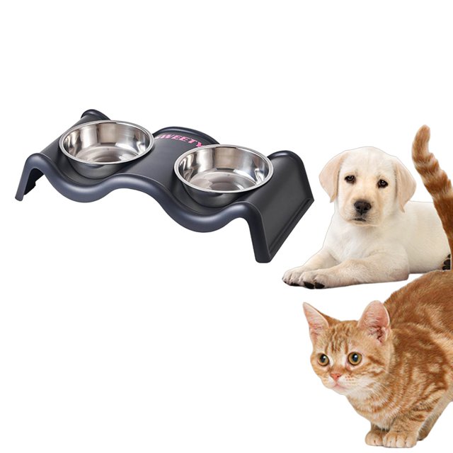 Stainless Steel Double Pet Bowl Durable Elevated Feeder For Cats And Dogs Easy Clean Dining Dishes