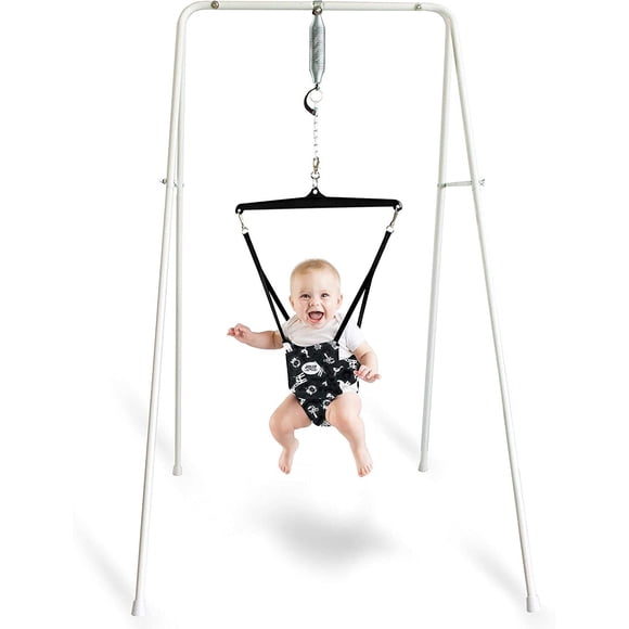 Jolly Jumper Classique avec Support Portable | Exerciseur pour Bébé Original avec Selle Safari | Utilisation Intérieure et Extérieure | Se Plie à Plat pour le Rangement