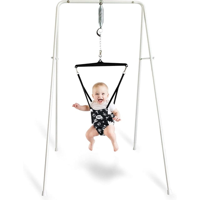 Jolly Jumper Classique avec Support Portable | Exerciseur pour Bébé Original avec Selle Safari | Utilisation Intérieure et Extérieure | Se Plie à Plat pour le Rangement