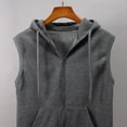 thumbnail image 3 of Veste Sans Manches Homme Mode Homme Sans Manches Uni Gilet à Capuche Veste Ajustée Blouse Hauts Chemise, 3 of 5