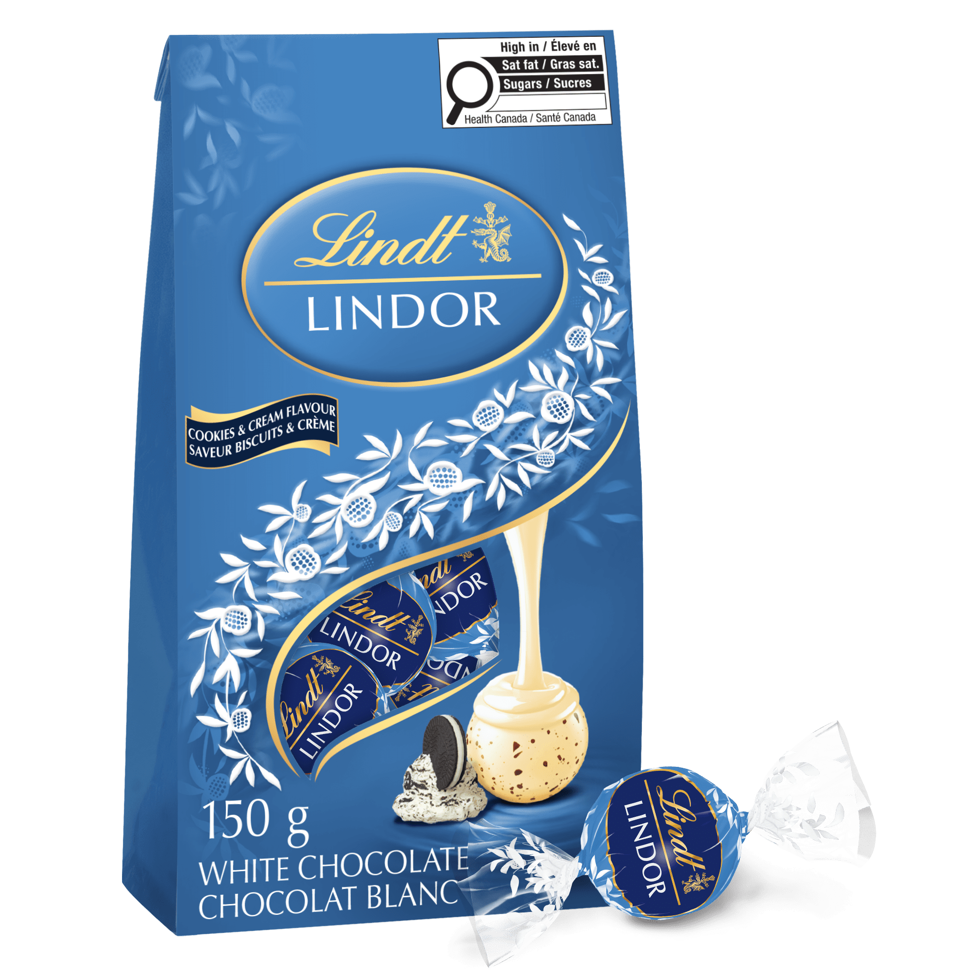 Lindt LINDOR Cookies & Cream Flavour White Chocolate Truffles Bag, 150g