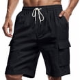 thumbnail image 2 of Plebaso Mens Casual Shorts Drawstring Lightweight Summer Shorts Solid Color Loose Beach Shorts for Men, 2 of 7