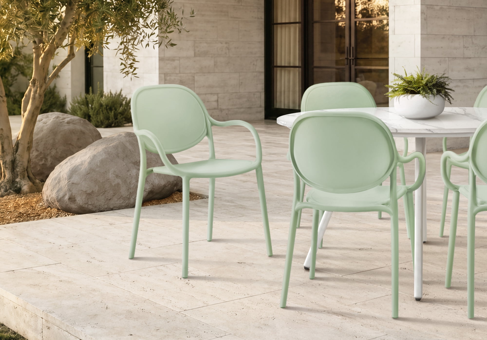Monarch Specialties - I 4023 Outdoor Chair, 32"H, Patio Chairs, Set Of 4, Sea Green